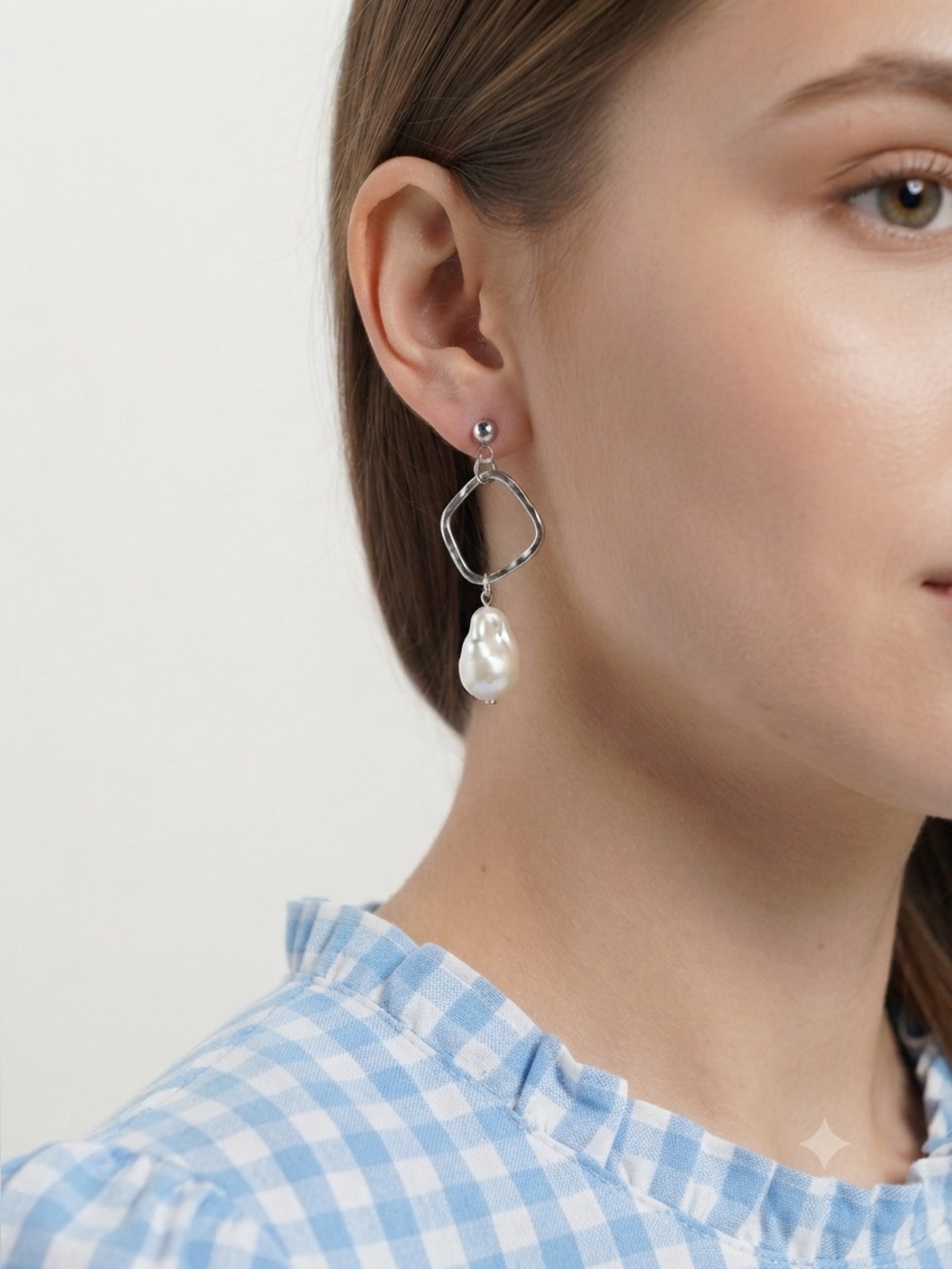 Silver Drop Faux Pearl Dangle Earrings - White Pearl